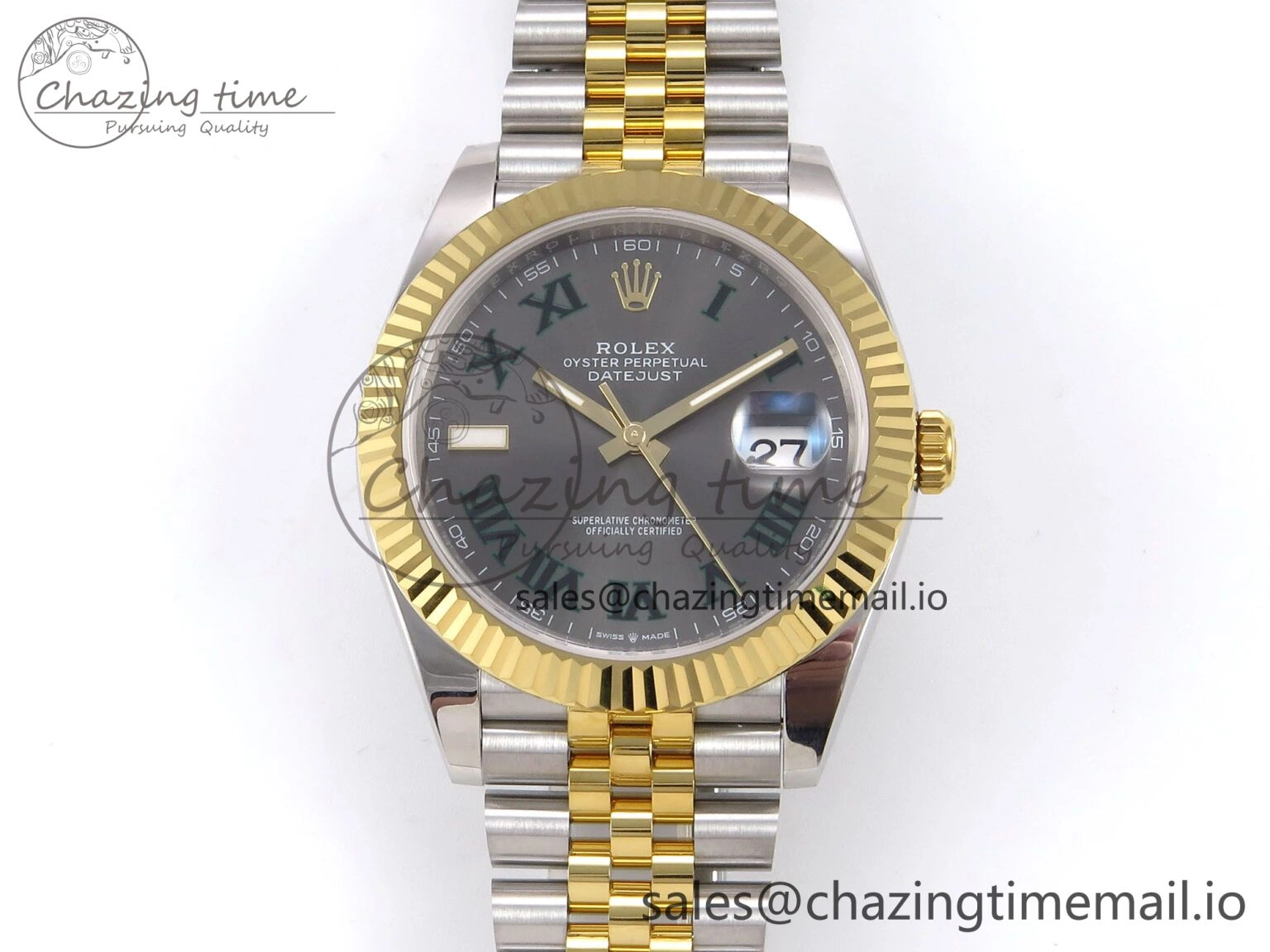 Seasonal DateJust 41 126333 EWEF Best Edition Gray Dial Green Roman Markers on SS YG Jubilee Bracelet A 988