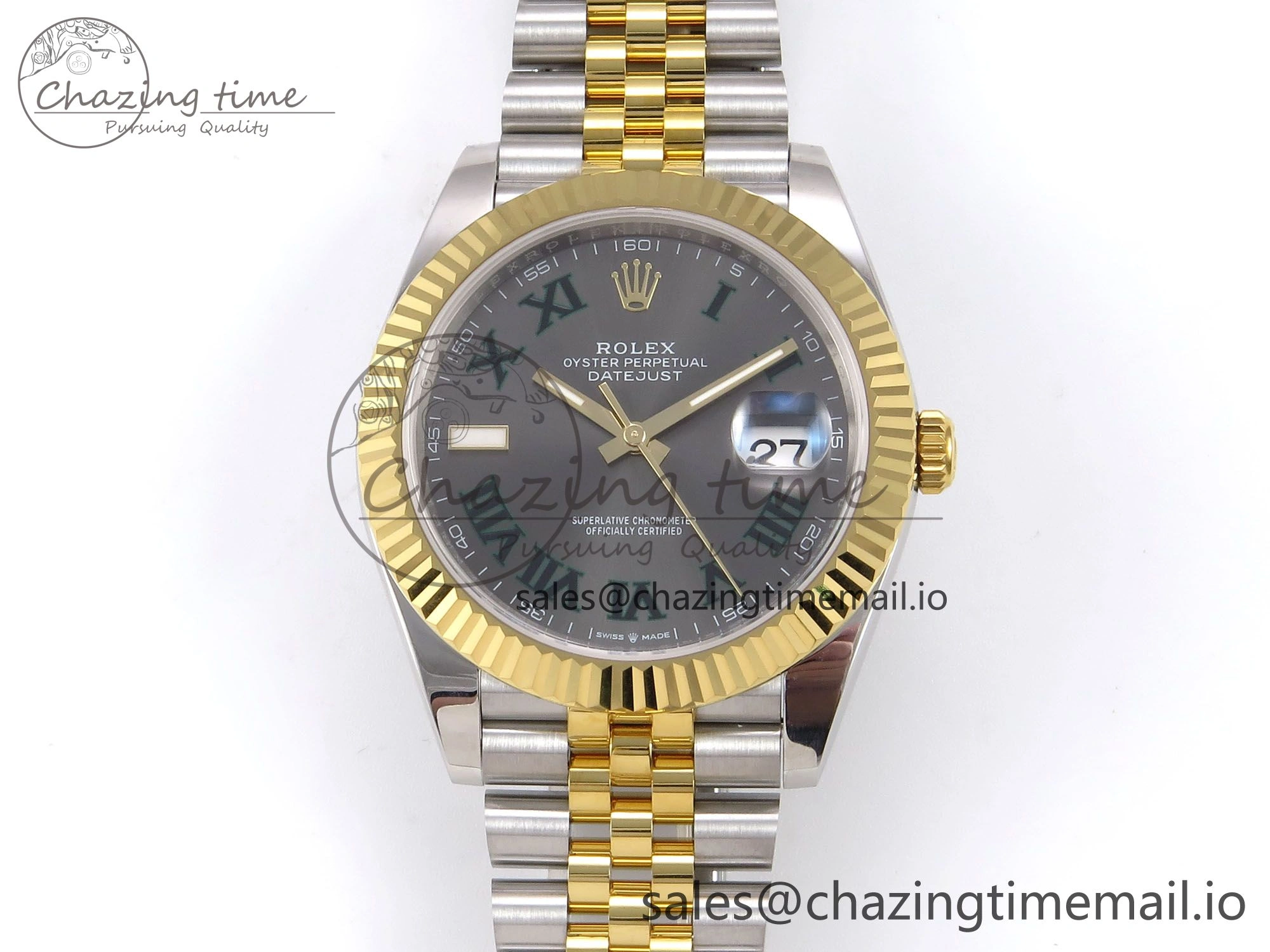 Seasonal DateJust 41 126333 EWEF Best Edition Gray Dial Green Roman Markers on SS YG Jubilee Bracelet A 988