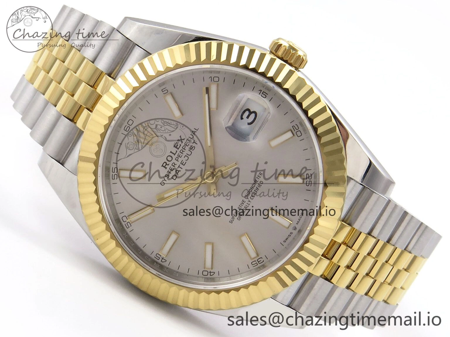 Unique DateJust 41 126333 EWEF Best Edition Silver Stick Dial on SS YG Jubilee Bracelet A 993