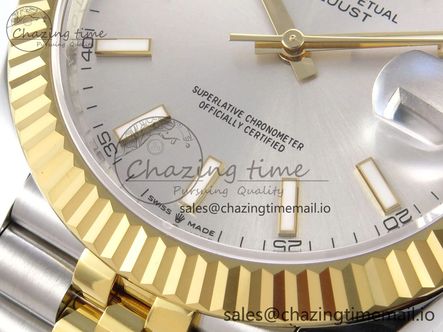 Unique DateJust 41 126333 EWEF Best Edition Silver Stick Dial on SS YG Jubilee Bracelet A 993