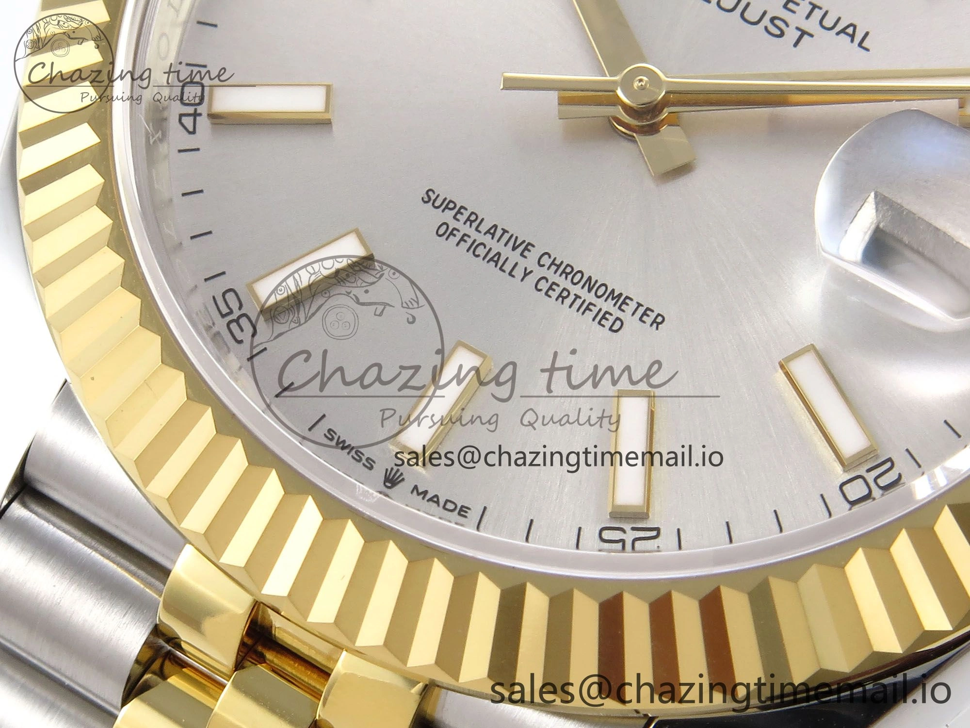 Unique DateJust 41 126333 EWEF Best Edition Silver Stick Dial on SS YG Jubilee Bracelet A 993