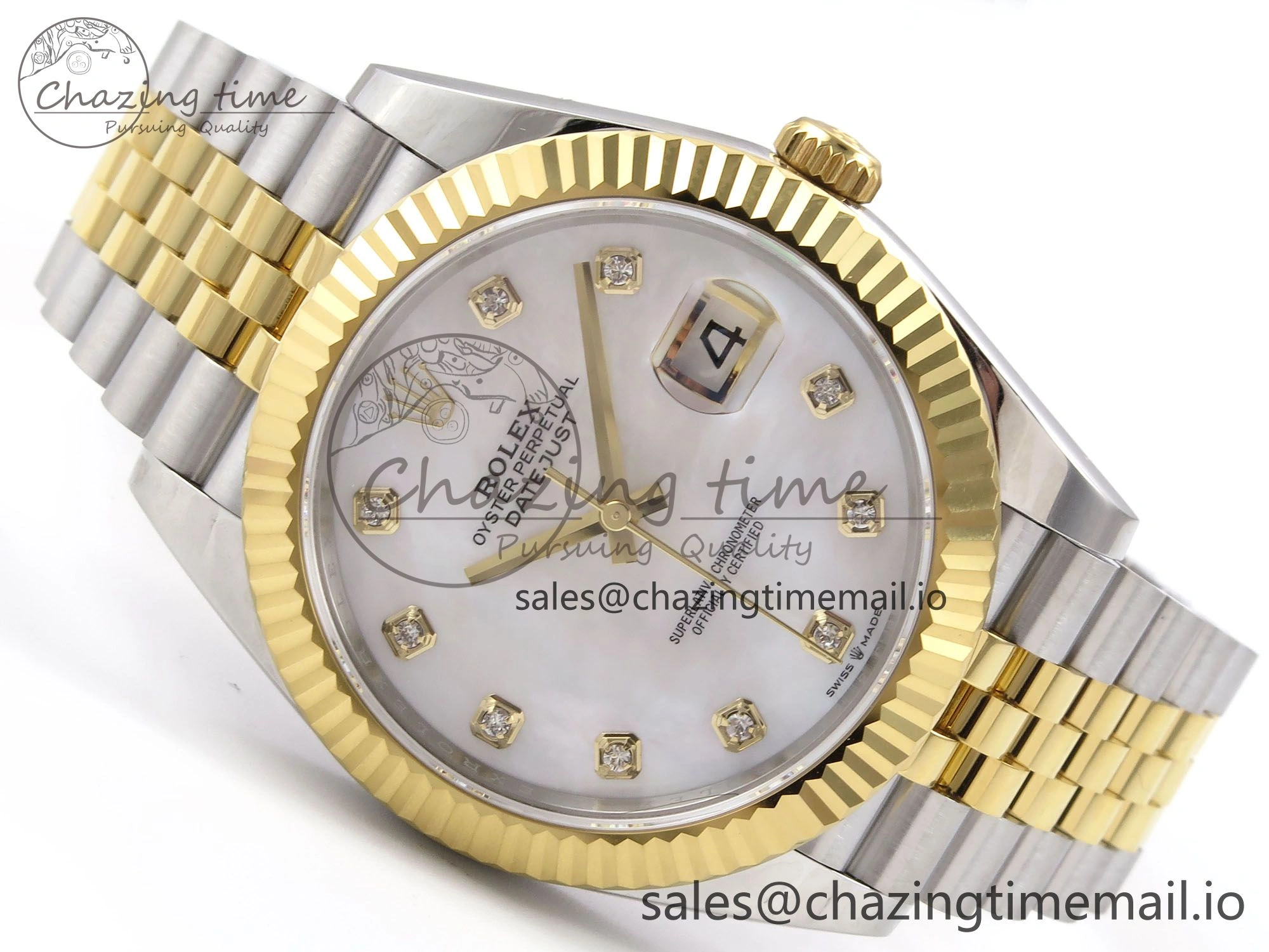 SunProtective DateJust 41 126333 EWEF Best Edition White MOP Dial on SS YG Jubilee Bracelet A 991