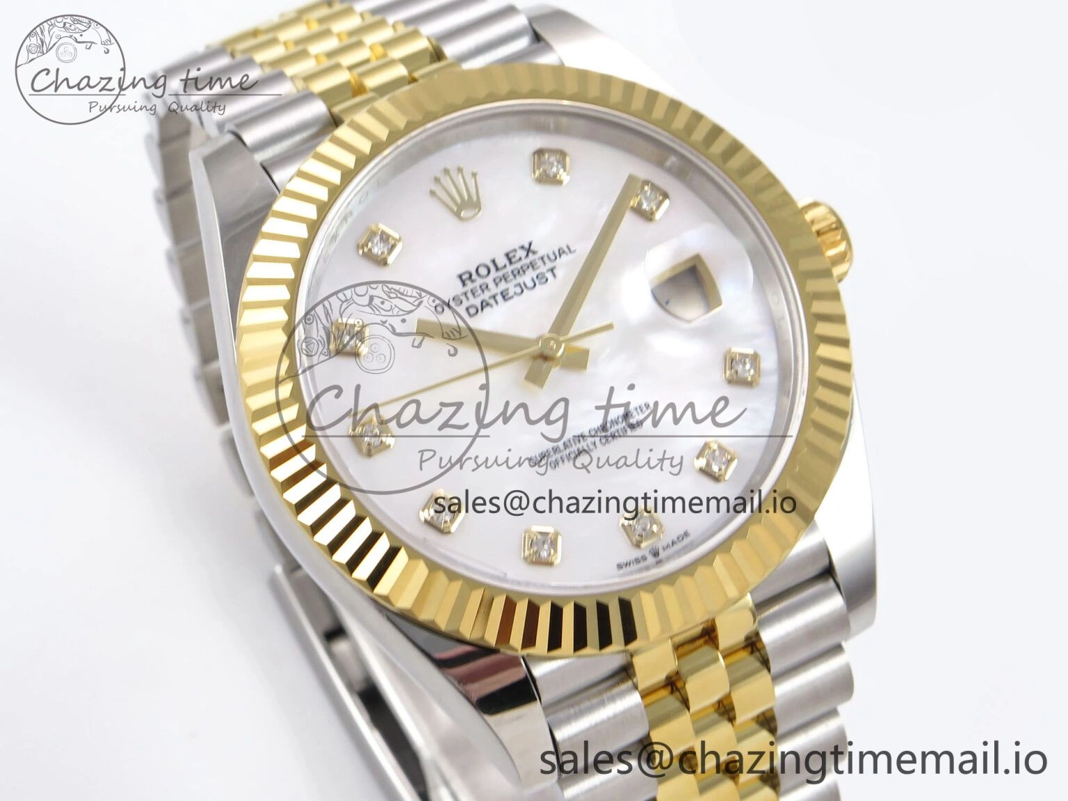 SunProtective DateJust 41 126333 EWEF Best Edition White MOP Dial on SS YG Jubilee Bracelet A 991