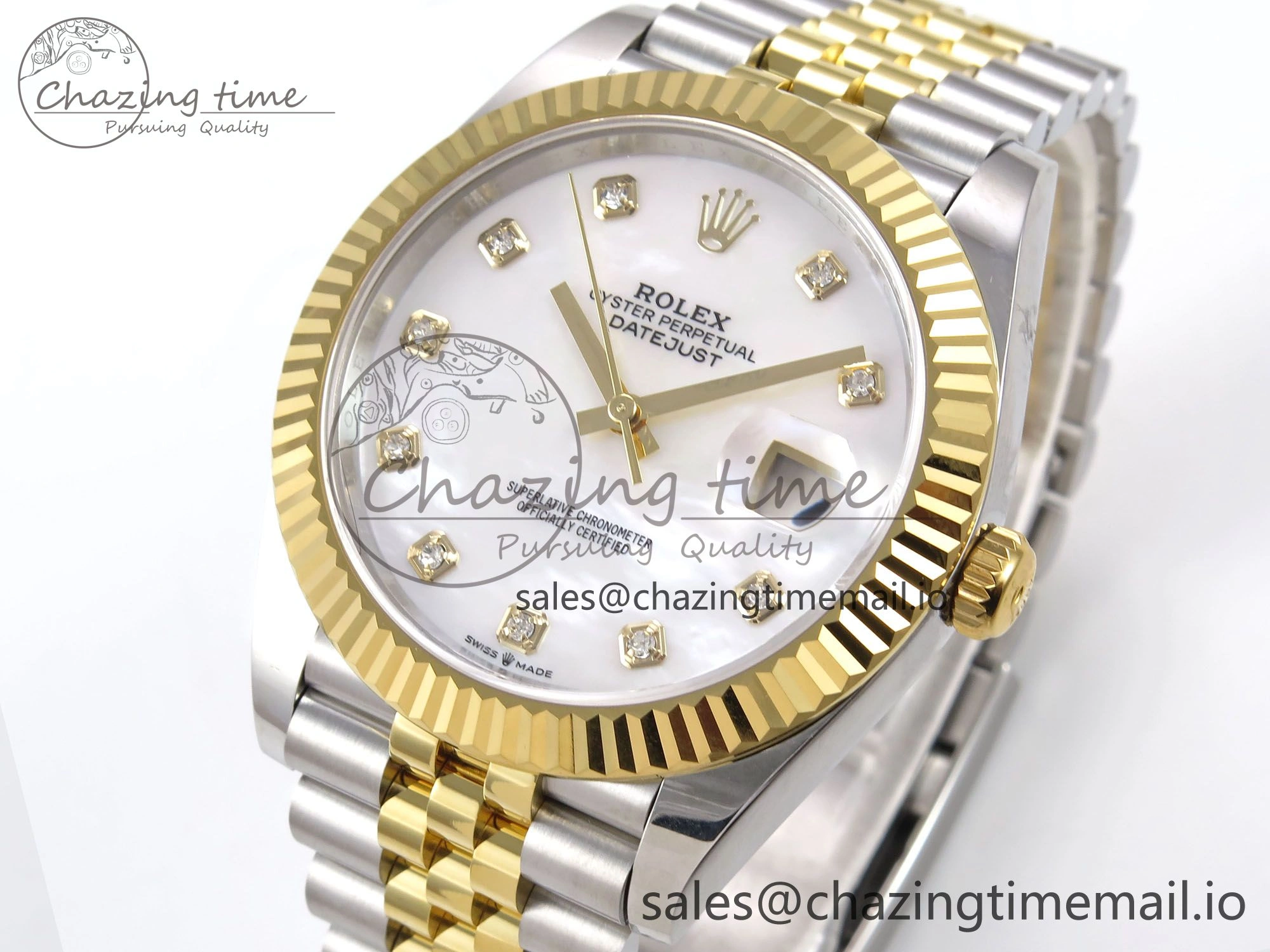 SunProtective DateJust 41 126333 EWEF Best Edition White MOP Dial on SS YG Jubilee Bracelet A 991
