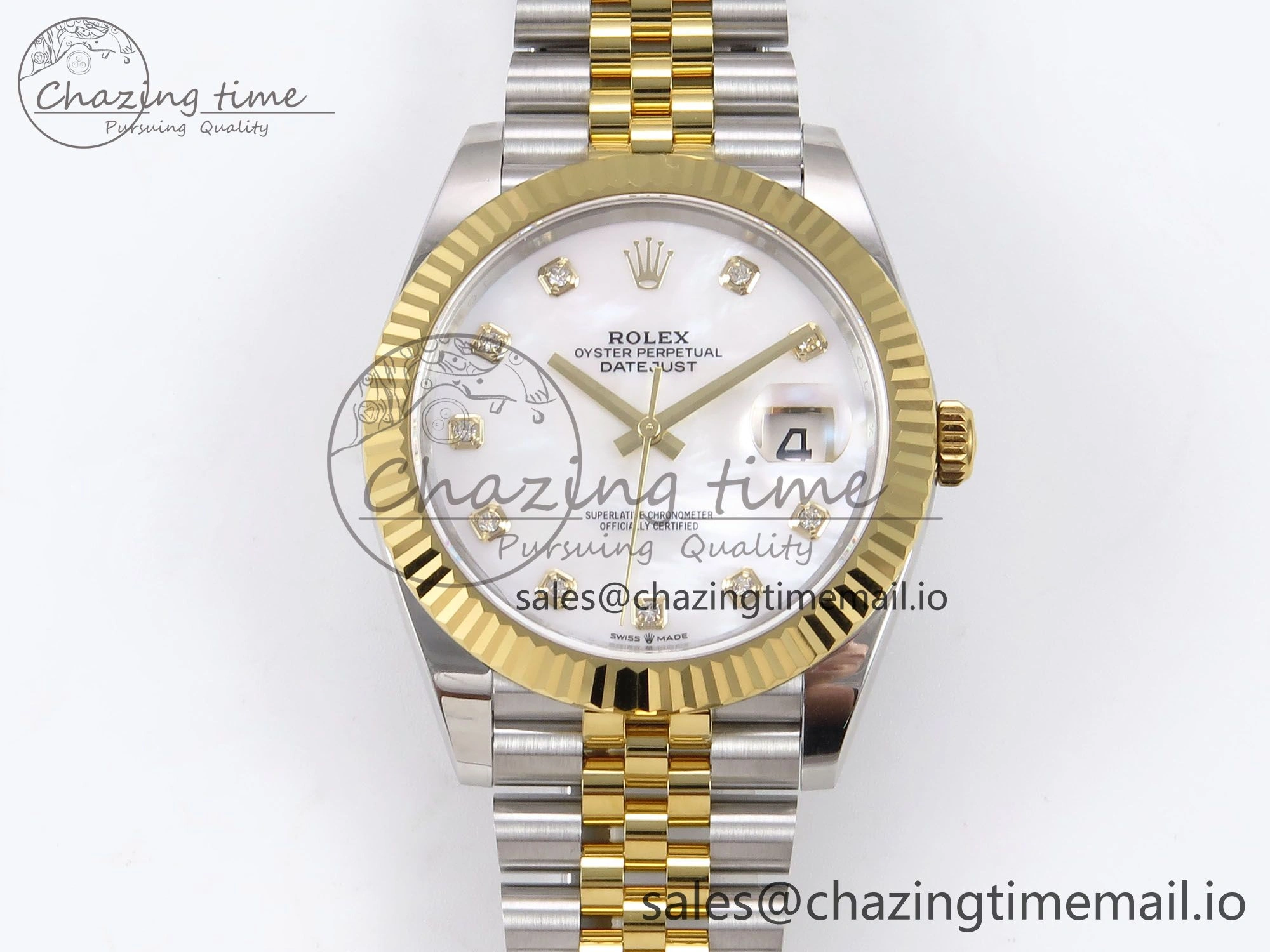 SunProtective DateJust 41 126333 EWEF Best Edition White MOP Dial on SS YG Jubilee Bracelet A 991