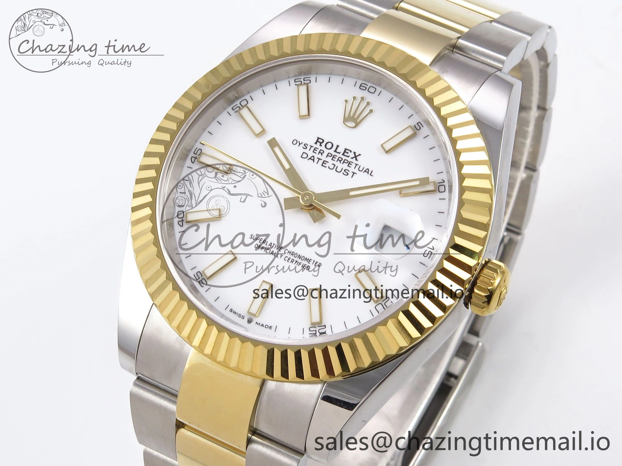 AllSeason DateJust 41 126333 EWEF Best Edition White Stick Dial on SS YG Oyster Bracelet A 972