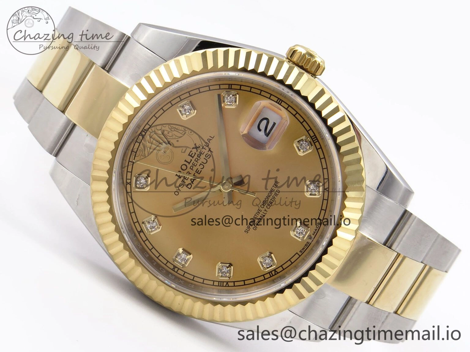 Sporty DateJust 41 126333 EWEF Best Edition YG Diamonds Dial on SS YG Oyster Bracelet A 973