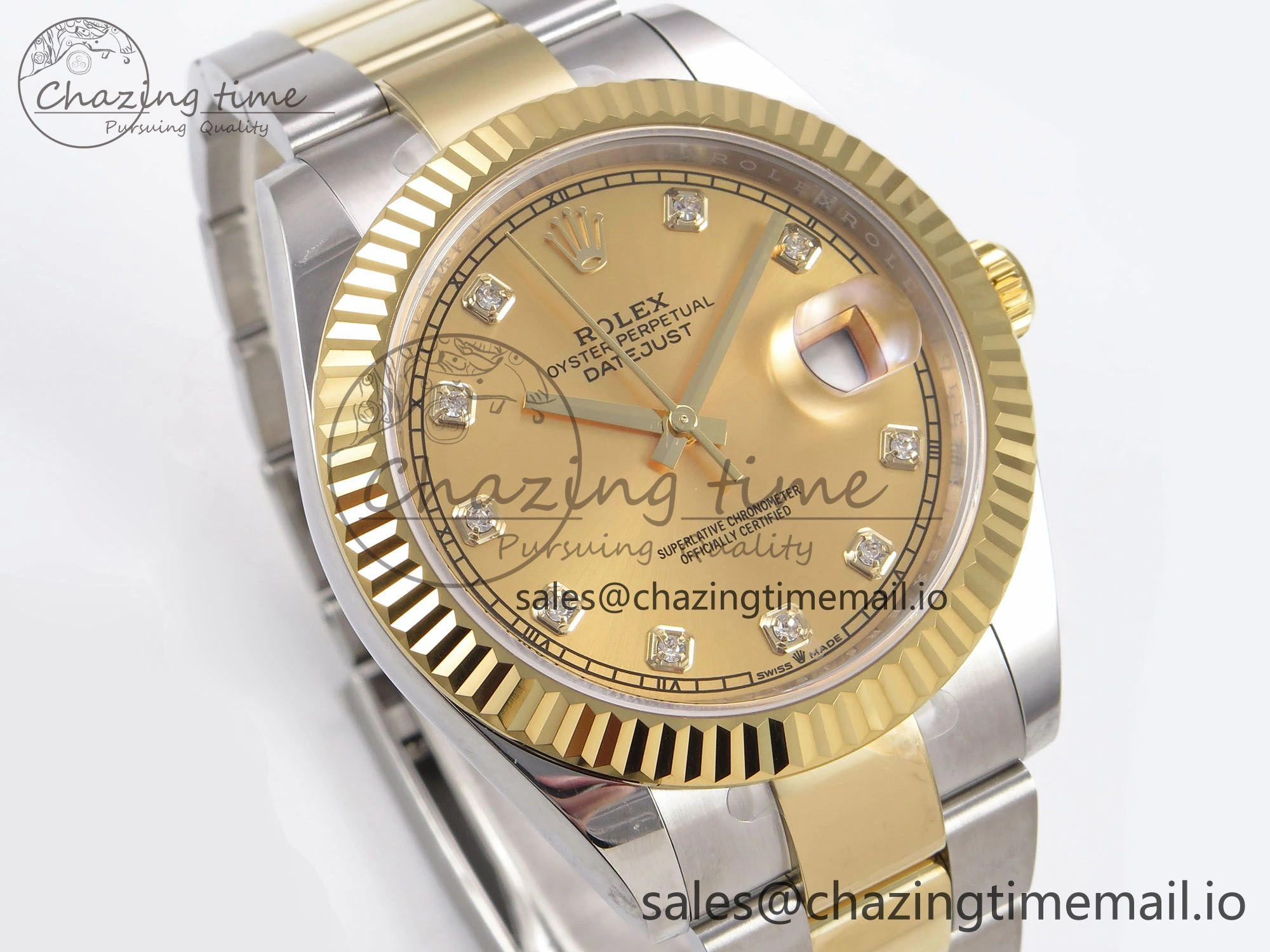 Sporty DateJust 41 126333 EWEF Best Edition YG Diamonds Dial on SS YG Oyster Bracelet A 973