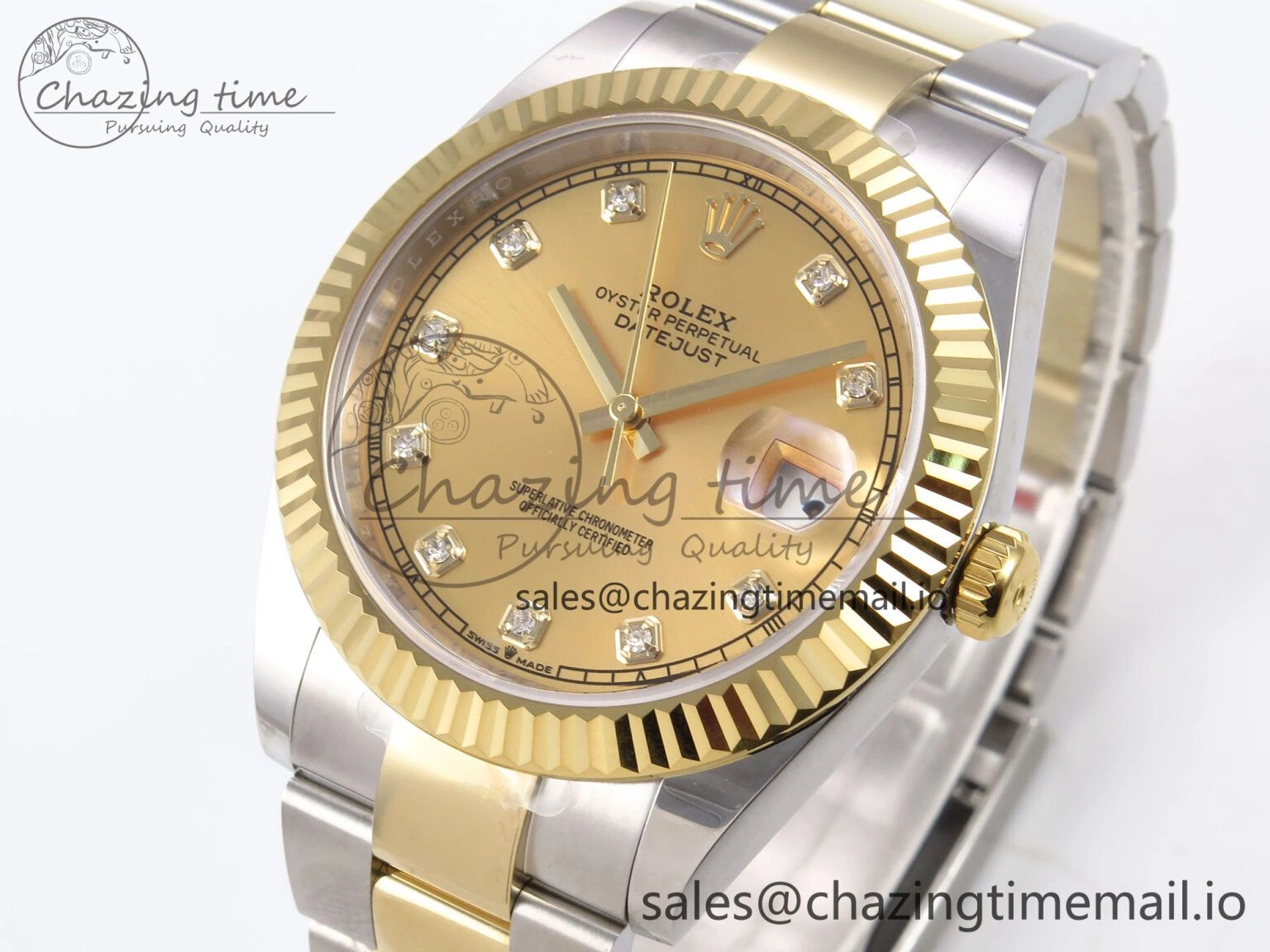 Sporty DateJust 41 126333 EWEF Best Edition YG Diamonds Dial on SS YG Oyster Bracelet A 973