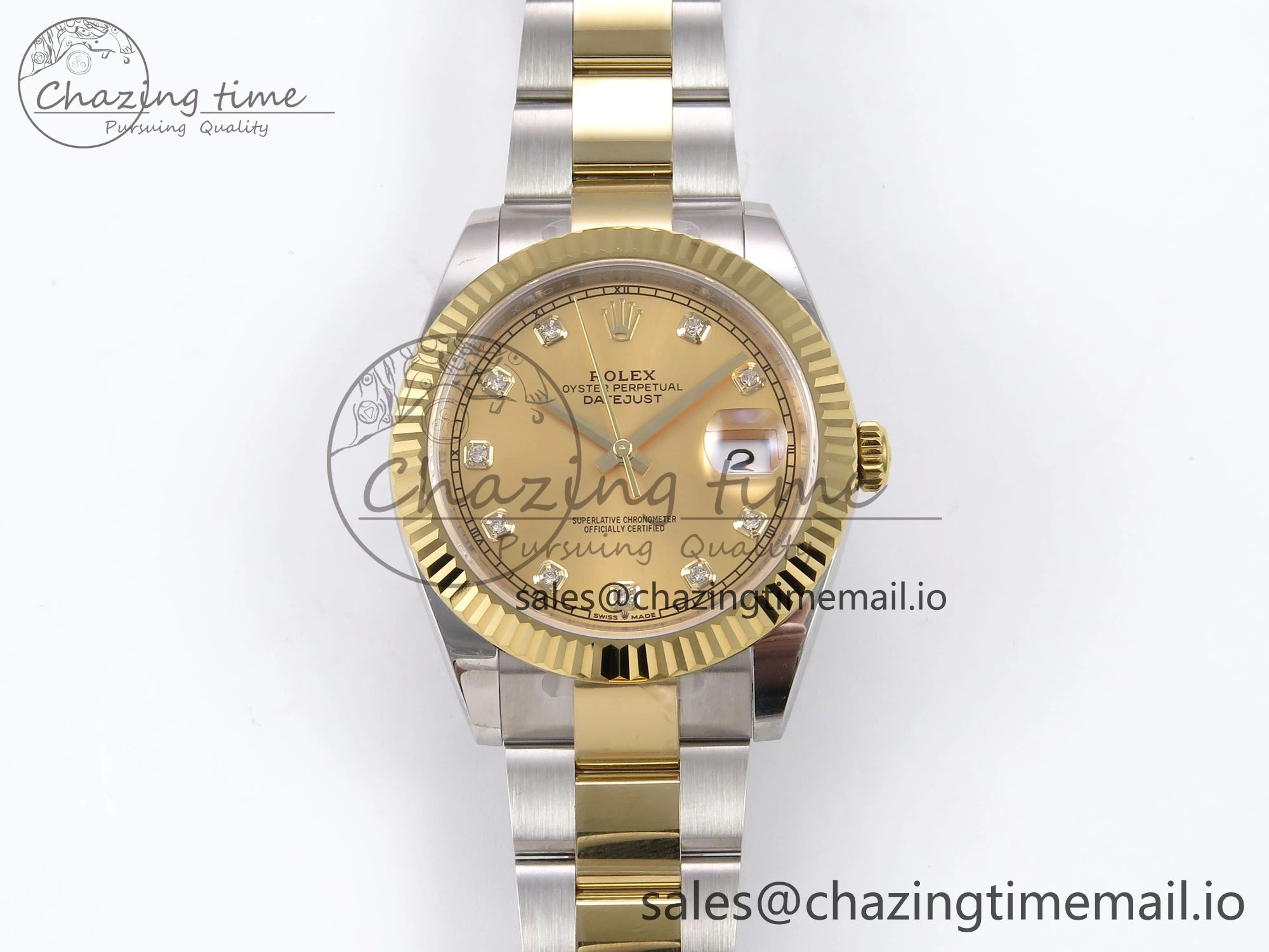 Sporty DateJust 41 126333 EWEF Best Edition YG Diamonds Dial on SS YG Oyster Bracelet A 973