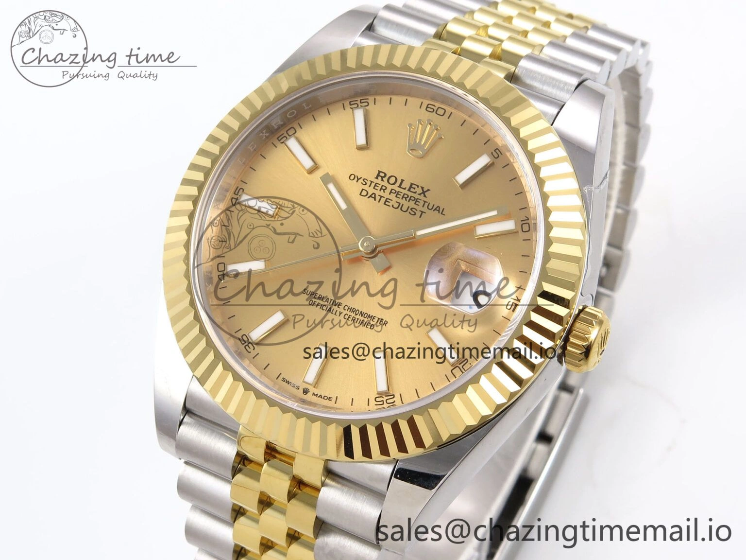 DateJust 41 126333 EWEF Best Edition YG Stick Dial on SS YG Jubilee Bracelet A FastDry 990