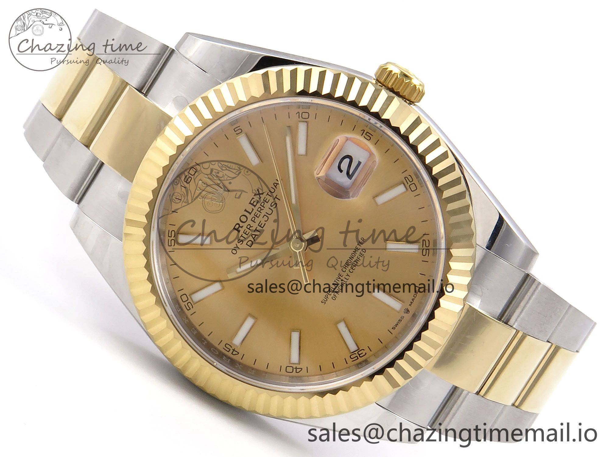 DateJust 41 126333 EWEF Best Edition YG Stick Dial on SS YG Oyster Bracelet A Durable 971