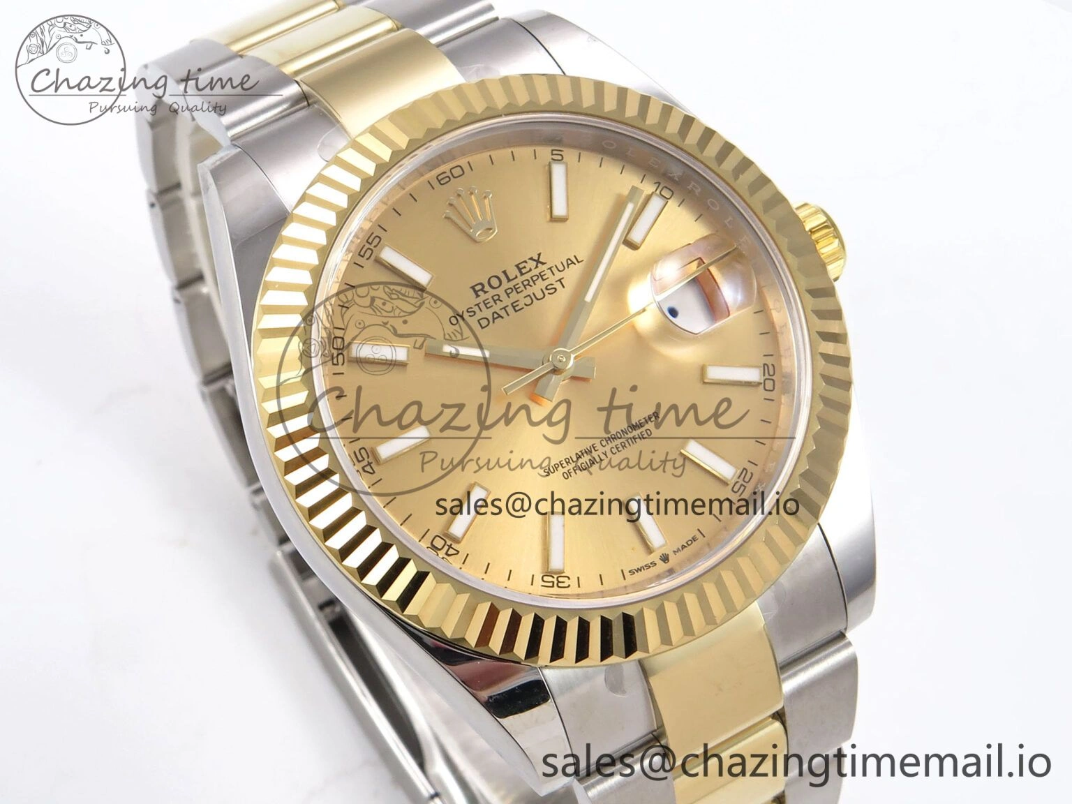DateJust 41 126333 EWEF Best Edition YG Stick Dial on SS YG Oyster Bracelet A Durable 971