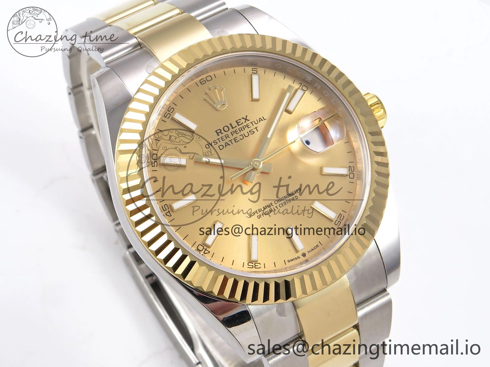 DateJust 41 126333 EWEF Best Edition YG Stick Dial on SS YG Oyster Bracelet A Durable 971