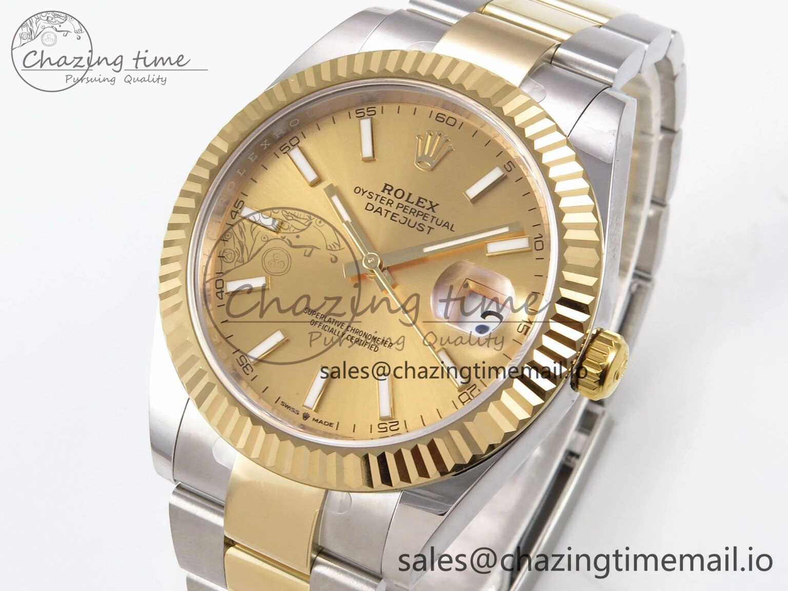 DateJust 41 126333 EWEF Best Edition YG Stick Dial on SS YG Oyster Bracelet A Durable 971