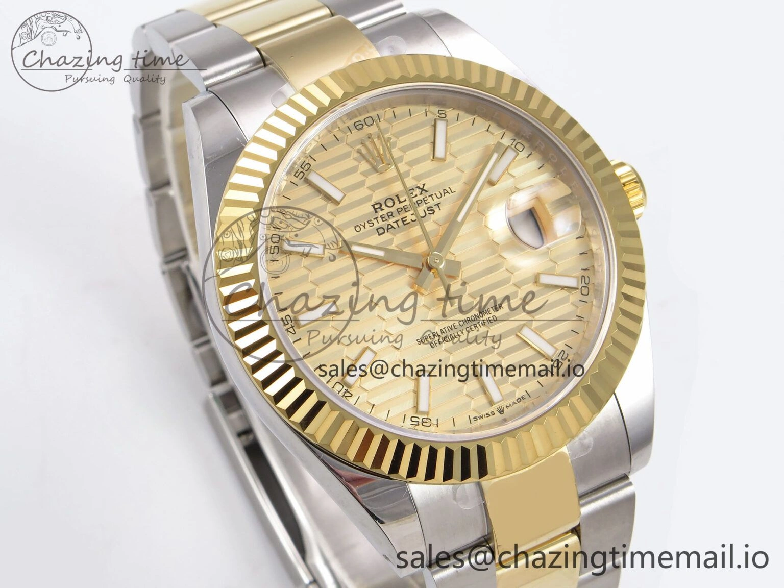 Fashionable DateJust 41 126333 EWEF Best Edition YG Textured Dial on SS YG Oyster Bracelet A 976