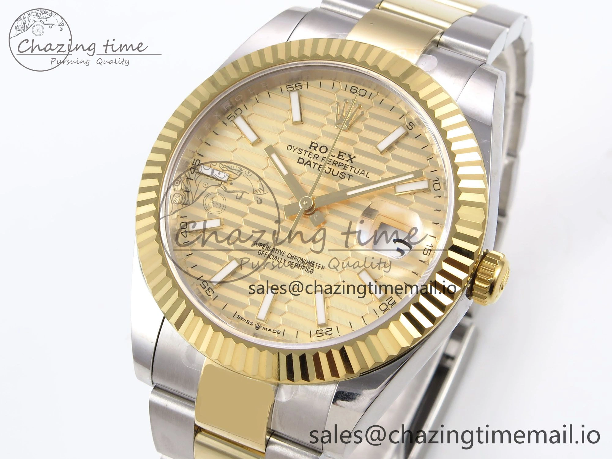 Fashionable DateJust 41 126333 EWEF Best Edition YG Textured Dial on SS YG Oyster Bracelet A 976