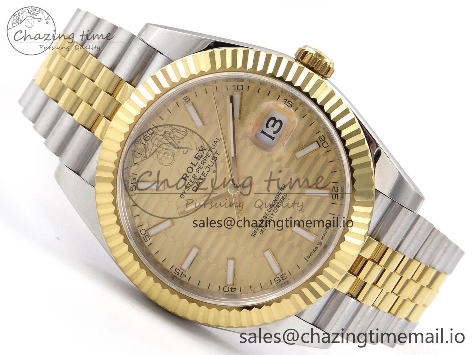 Resilient DateJust 41 126333 EWEF Best Edition YG Texuted Dial on SS YG Jubilee Bracelet A 992