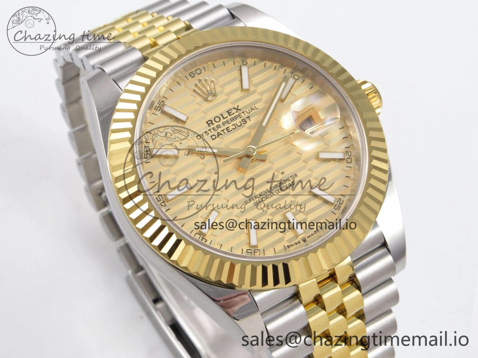 Resilient DateJust 41 126333 EWEF Best Edition YG Texuted Dial on SS YG Jubilee Bracelet A 992