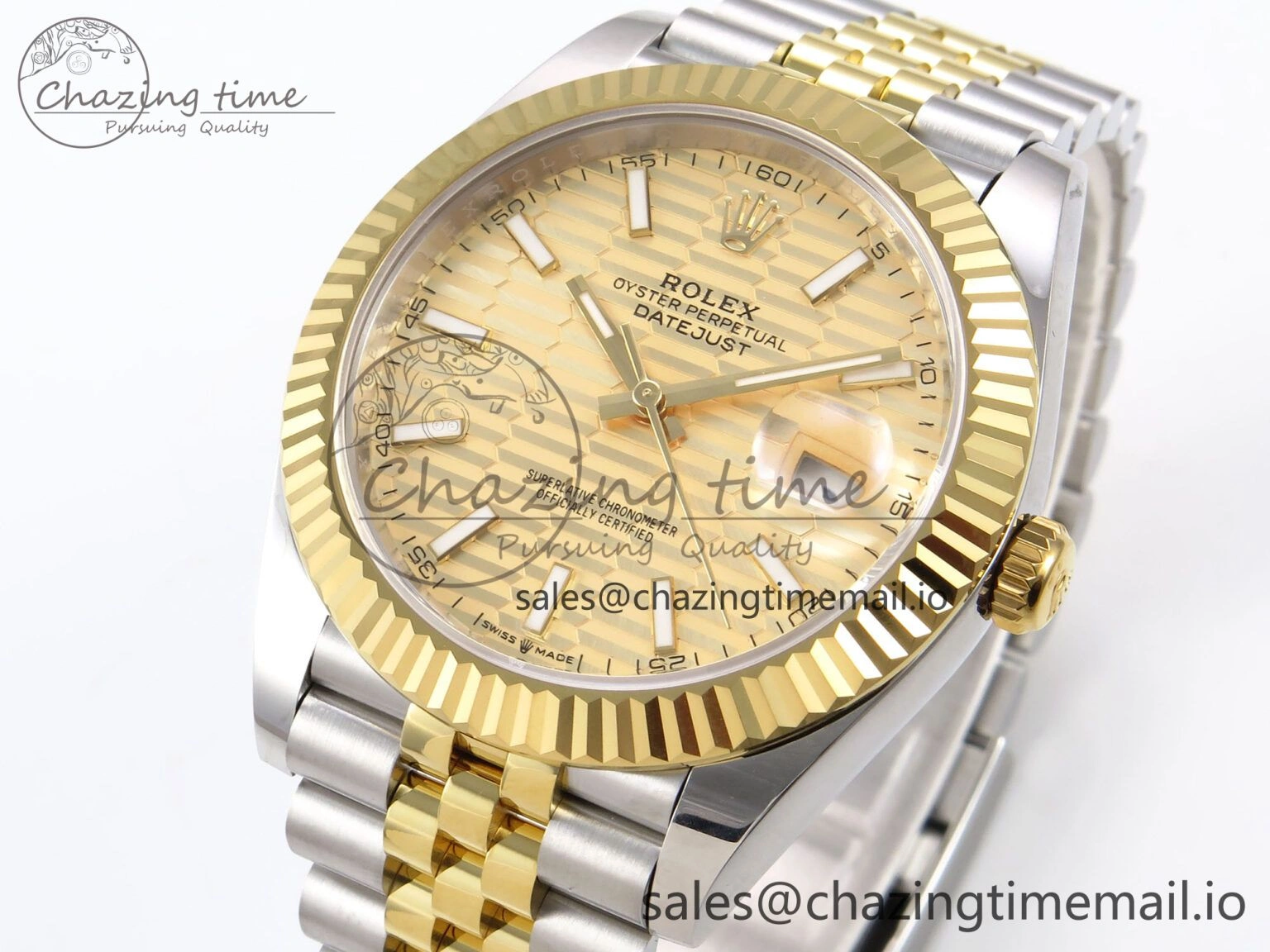 Resilient DateJust 41 126333 EWEF Best Edition YG Texuted Dial on SS YG Jubilee Bracelet A 992