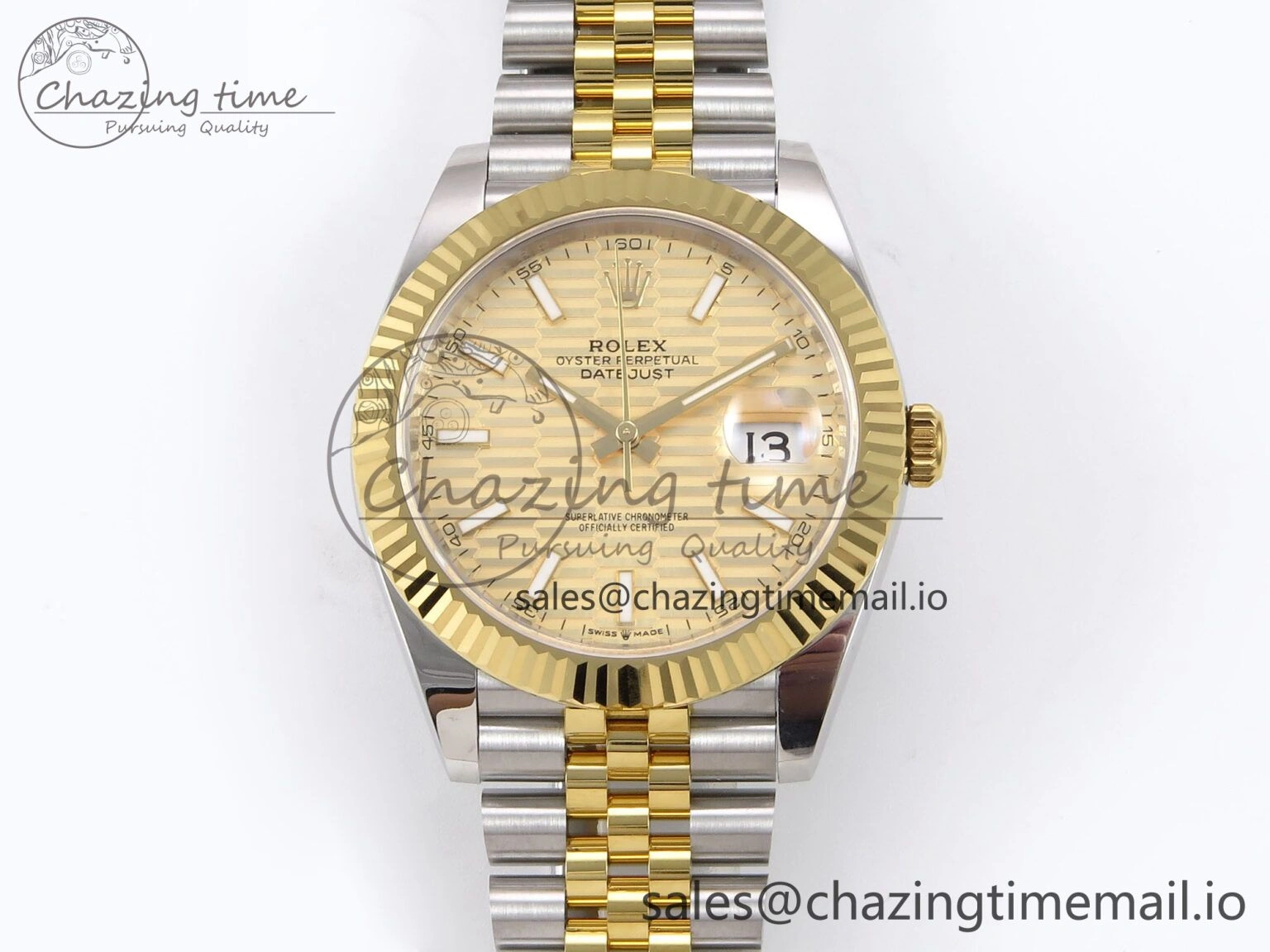 Resilient DateJust 41 126333 EWEF Best Edition YG Texuted Dial on SS YG Jubilee Bracelet A 992