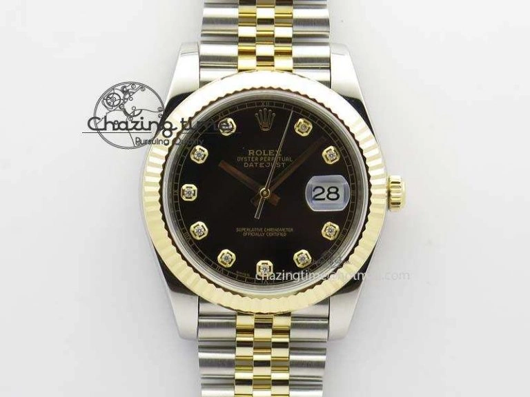 DateJust 41 126333 Noob 1:1 Best Edition YG Wrapped Black Dial Diam On SS YG Bracelet A Elegant 3754
