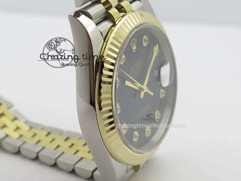 DateJust 41 126333 Noob 1:1 Best Edition YG Wrapped Black Dial Diam On SS YG Bracelet A Elegant 3754