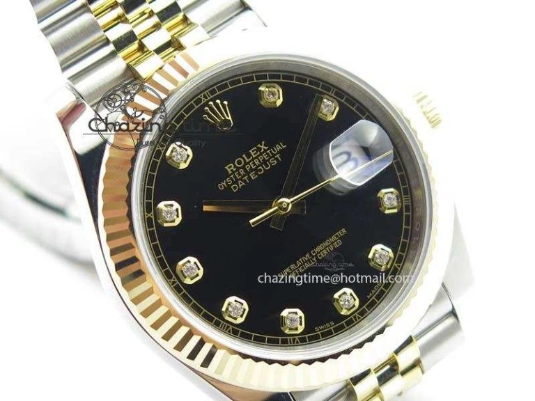 DateJust 41 126333 Noob 1:1 Best Edition YG Wrapped Black Dial Diam On SS YG Bracelet A Elegant 3754