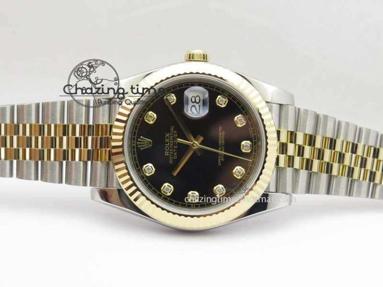 DateJust 41 126333 Noob 1:1 Best Edition YG Wrapped Black Dial Diam On SS YG Bracelet A Elegant 3754