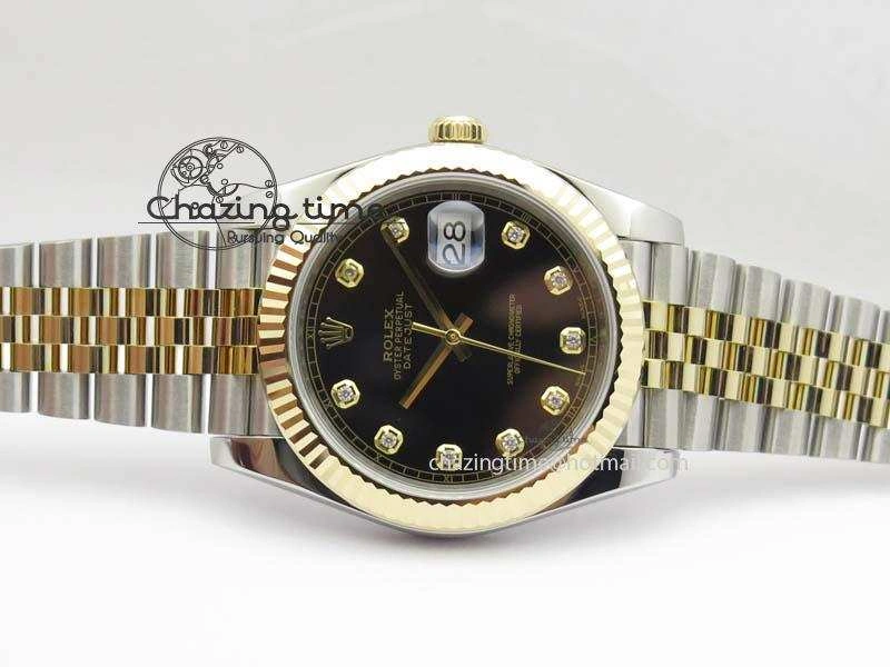 DateJust 41 126333 Noob 1:1 Best Edition YG Wrapped Black Dial Diam On SS YG Bracelet A Elegant 3754
