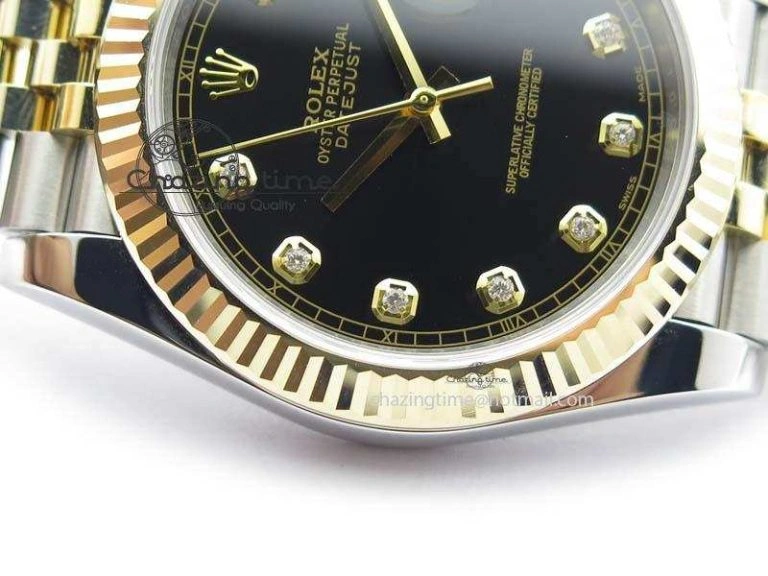 DateJust 41 126333 Noob 1:1 Best Edition YG Wrapped Black Dial Diam On SS YG Bracelet A Elegant 3754