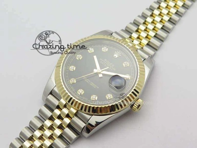 DateJust 41 126333 Noob 1:1 Best Edition YG Wrapped Black Dial Diam On SS YG Bracelet A Elegant 3754