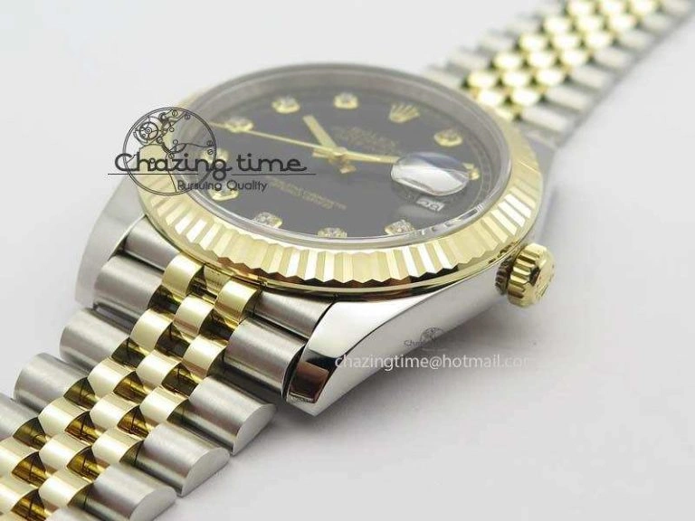 DateJust 41 126333 Noob 1:1 Best Edition YG Wrapped Black Dial Diam On SS YG Bracelet A Elegant 3754