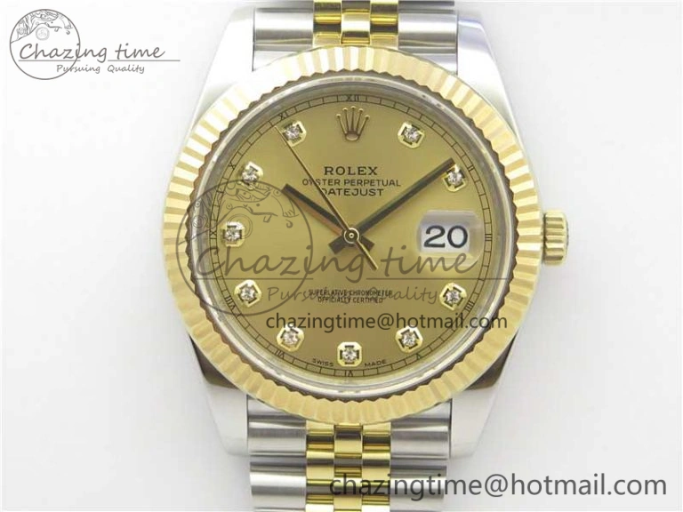 WellDesigned DateJust 41 126333 SS YG ARF 1:1 Best Edition 904L Steel YG Diamonds Dial on Jubilee Bracelet A 3221