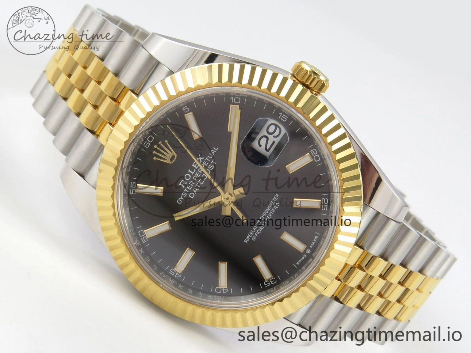 TopPick DateJust 41 126333 SS YG ARF 1:1 Best Edition Black Stick Dial on Jubilee Bracelet SH3235 (Weighted) 222