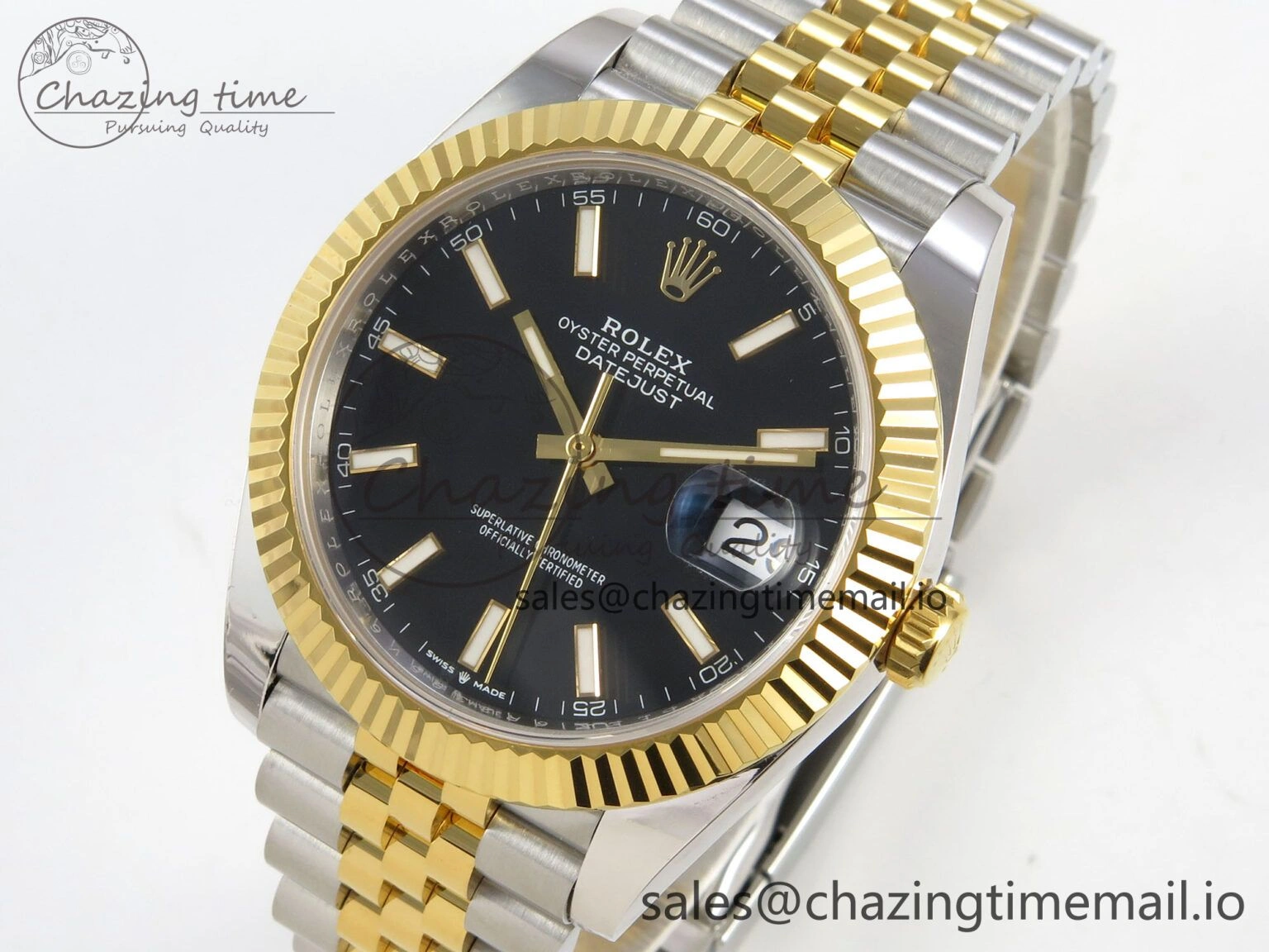 TopPick DateJust 41 126333 SS YG ARF 1:1 Best Edition Black Stick Dial on Jubilee Bracelet SH3235 (Weighted) 222