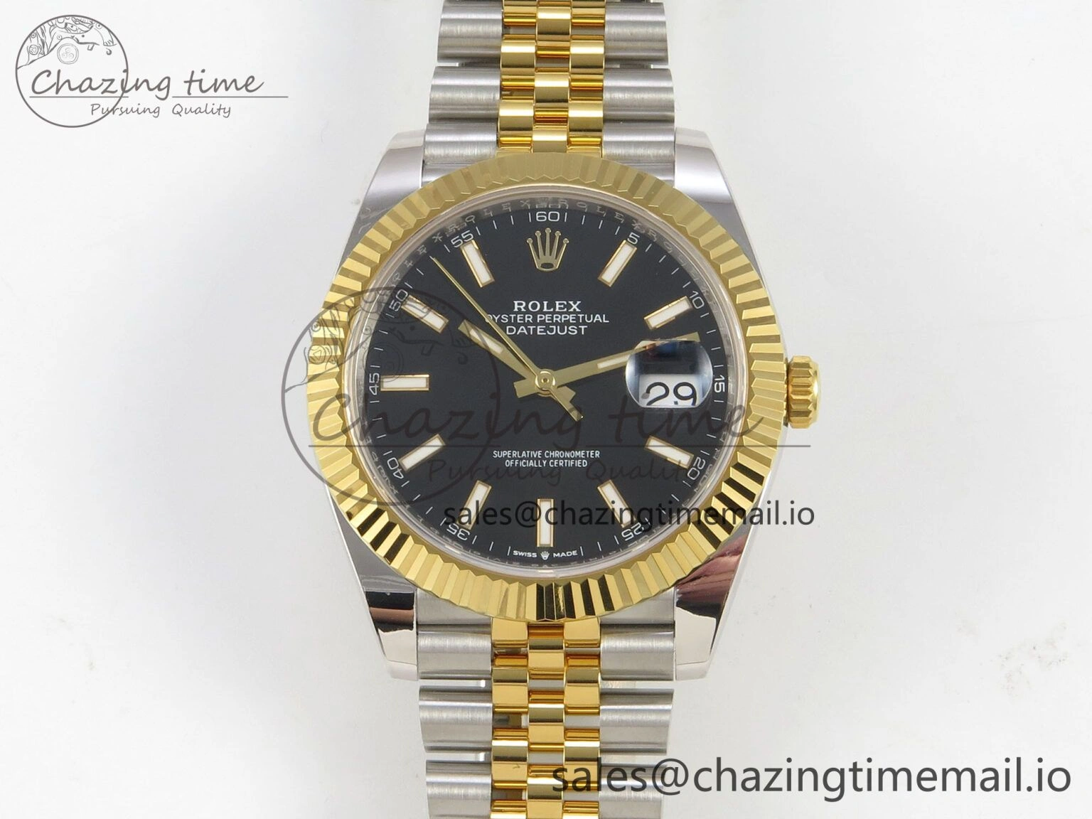 TopPick DateJust 41 126333 SS YG ARF 1:1 Best Edition Black Stick Dial on Jubilee Bracelet SH3235 (Weighted) 222