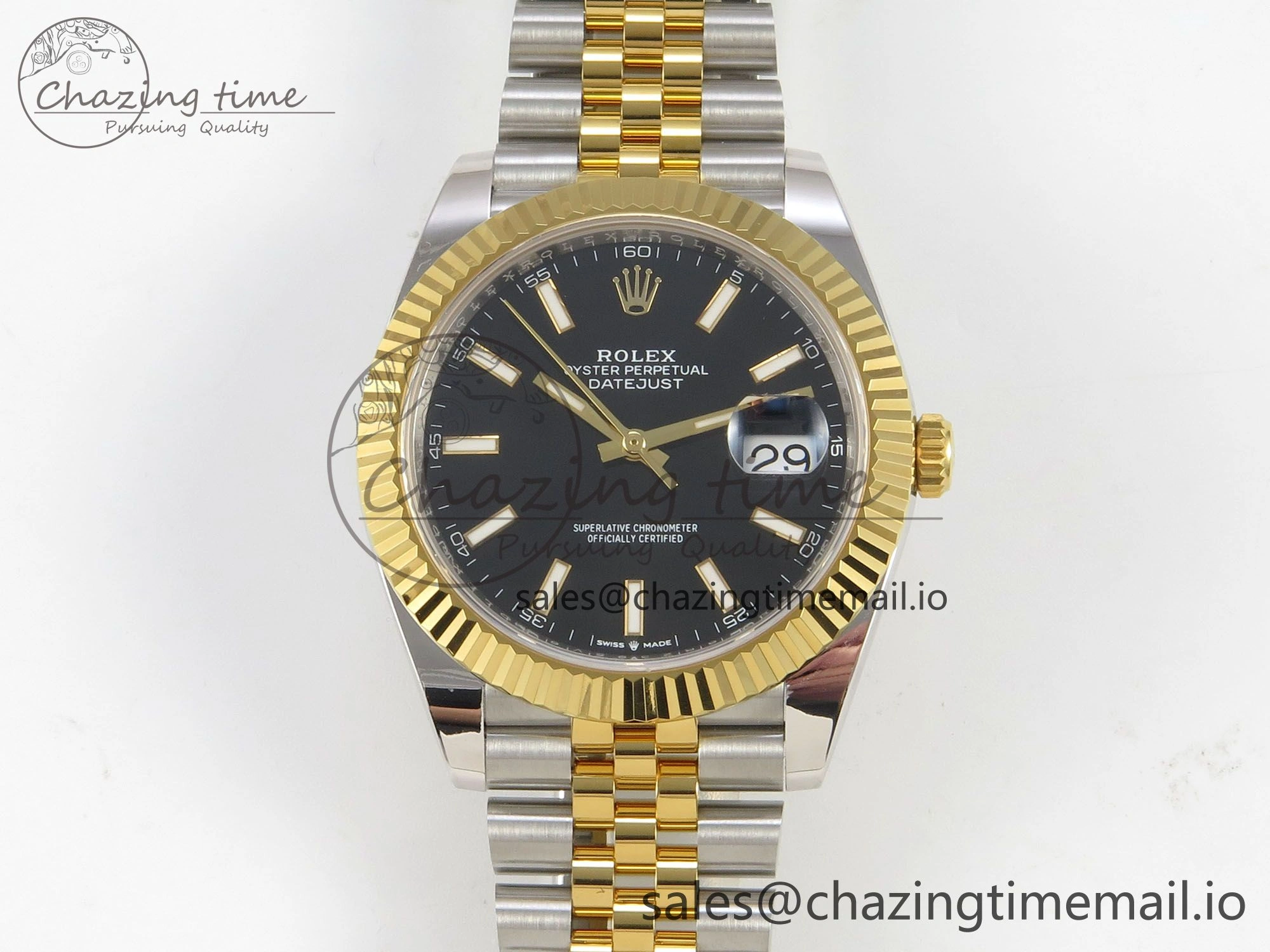 TopPick DateJust 41 126333 SS YG ARF 1:1 Best Edition Black Stick Dial on Jubilee Bracelet SH3235 (Weighted) 222