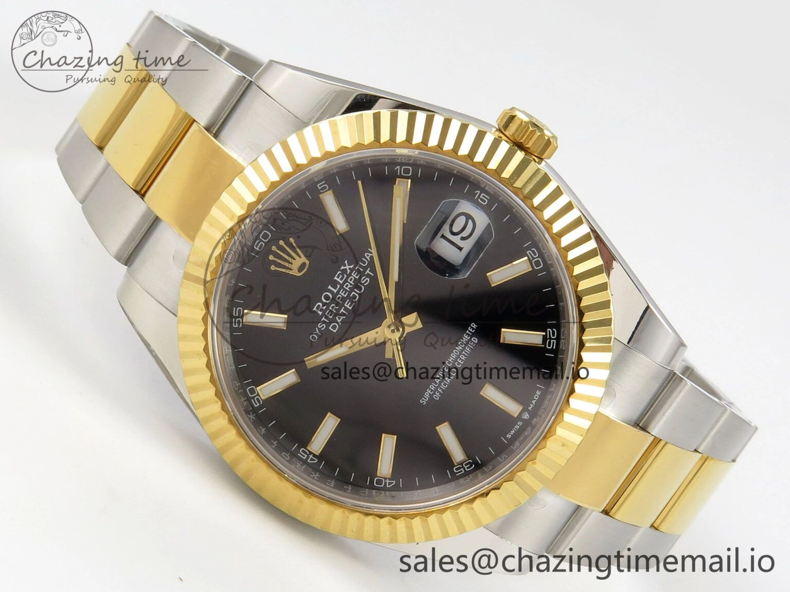 DateJust 41 126333 SS YG ARF 1:1 Best Edition Black Stick Dial on Oyster Bracelet SH3235 (Weighted) Comfortable 212