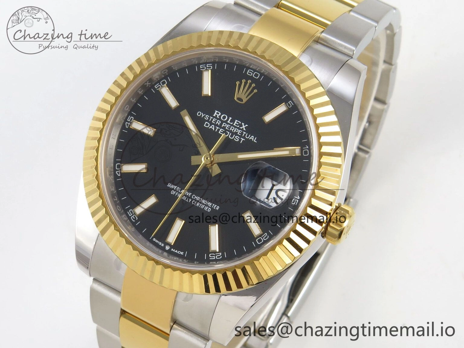 DateJust 41 126333 SS YG ARF 1:1 Best Edition Black Stick Dial on Oyster Bracelet SH3235 (Weighted) Comfortable 212