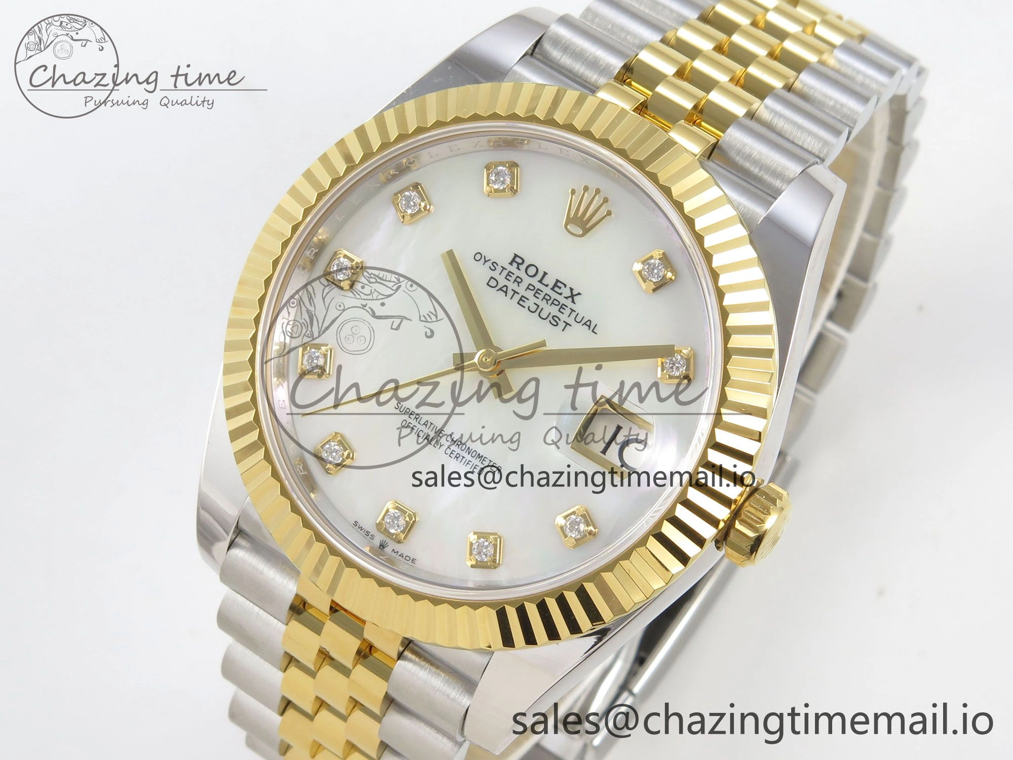 DateJust 41 126333 SS YG ARF 1:1 Best Edition White MOP Diamonds Dial on Jubilee Bracelet SH3235 (Weighted) Premium 218