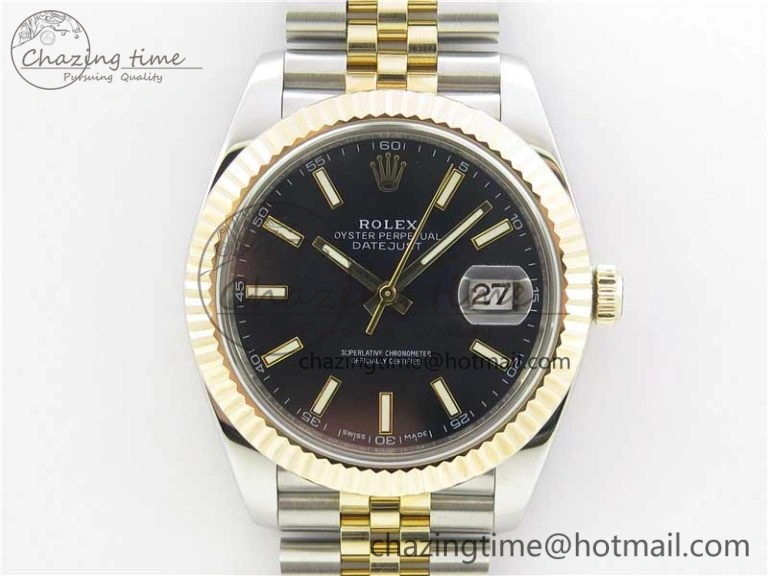 DateJust 41 126333 SS YG Wrapped WWF Best Edition Black Sticks Makers Dial on SS YG Wrapped Jubilee Bracelet A Tailored 3129