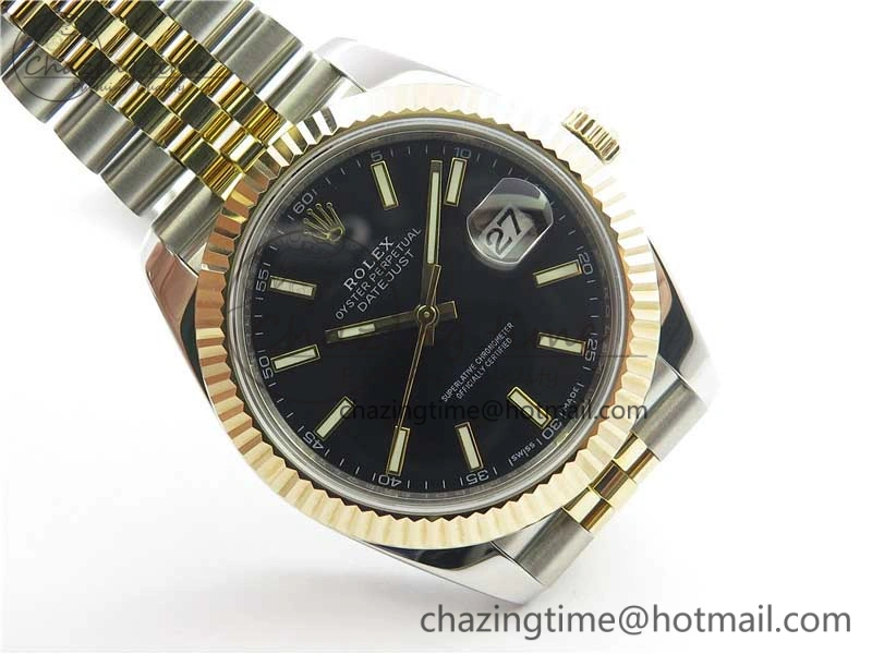 DateJust 41 126333 SS YG Wrapped WWF Best Edition Black Sticks Makers Dial on SS YG Wrapped Jubilee Bracelet A Tailored 3129
