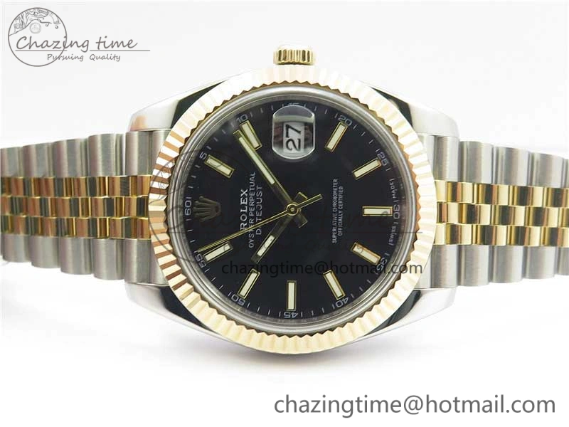 DateJust 41 126333 SS YG Wrapped WWF Best Edition Black Sticks Makers Dial on SS YG Wrapped Jubilee Bracelet A Tailored 3129