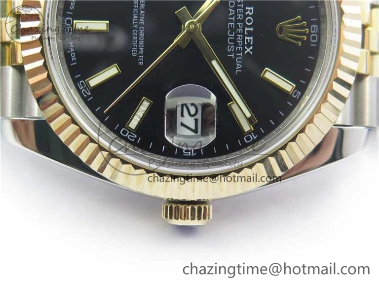 DateJust 41 126333 SS YG Wrapped WWF Best Edition Black Sticks Makers Dial on SS YG Wrapped Jubilee Bracelet A Tailored 3129