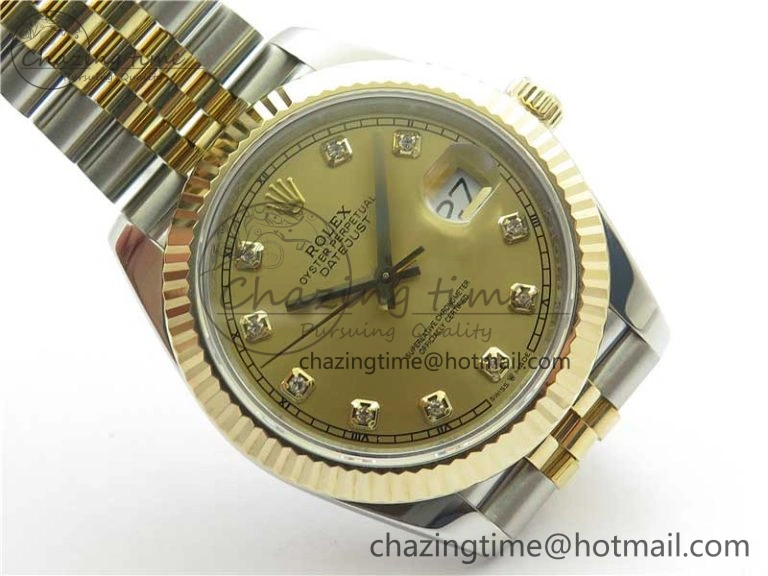 DateJust 41 126333 Wrapped SS YG 3AF 1:1 Best Edition YG Dial Crystal Markers on Wrapped SS YG Jubilee Bracelet A Premium 2541