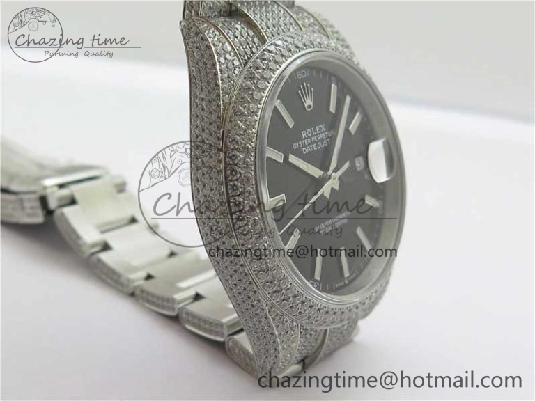 DateJust 41 126334 904 Full Paved Diamonds BP Maker Best Edition Black Dial on Oyster Bracelet A Bright 2545