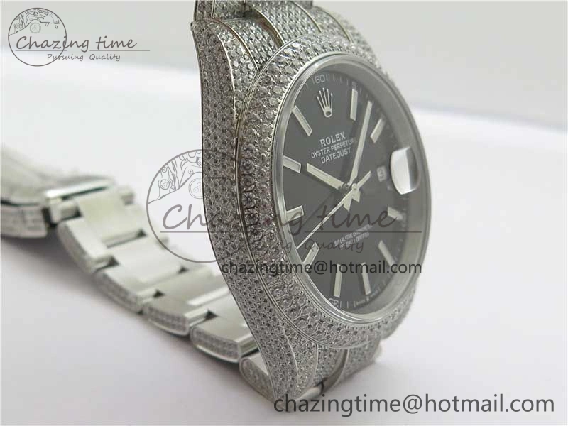 DateJust 41 126334 904 Full Paved Diamonds BP Maker Best Edition Black Dial on Oyster Bracelet A Bright 2545