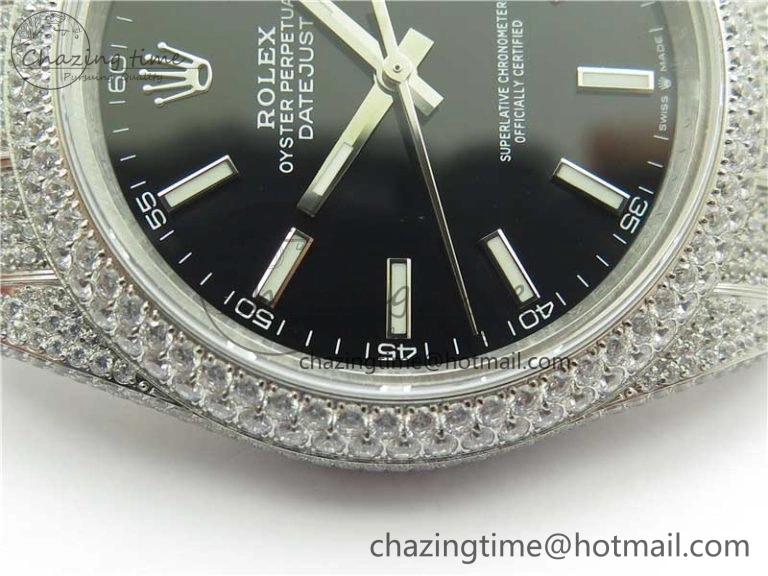DateJust 41 126334 904 Full Paved Diamonds BP Maker Best Edition Black Dial on Oyster Bracelet A Bright 2545