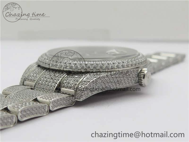 Effortless DateJust 41 126334 904 Full Paved Diamonds BP Maker Best Edition Blue Dial on Oyster Bracelet A 2543